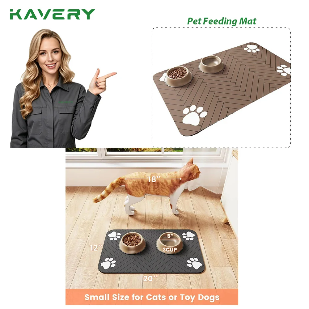 For Dog Cat for Food and Water Bowl with Waterproof Pet Feeding Mat-Absorbent Pet Placemat Rubber Backing Quick Dry Water Mat
