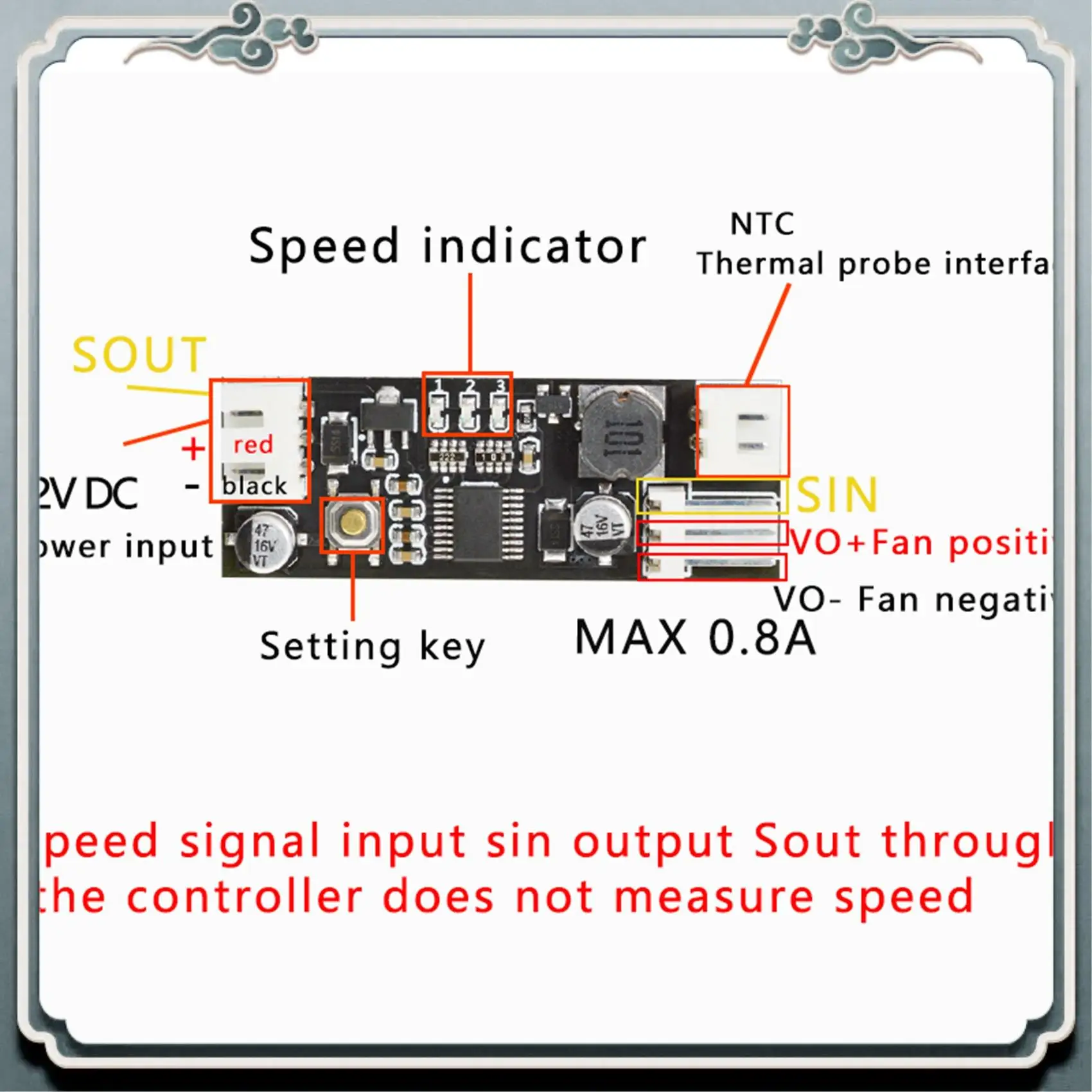 ABIJ-3X Temperature Controller Module Single 12V DC PWM 2-3 Wire Fan Temperature Control Governor Computer Fan