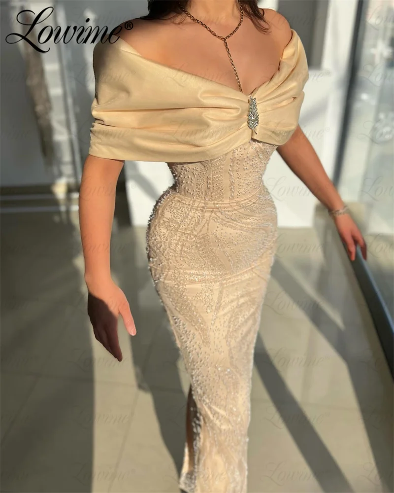 Champagne Simple Party Dress Ankle Length Simple Cheap Evening Dress 2024 Off The Shoulder Formal Party Second Reception Gowns