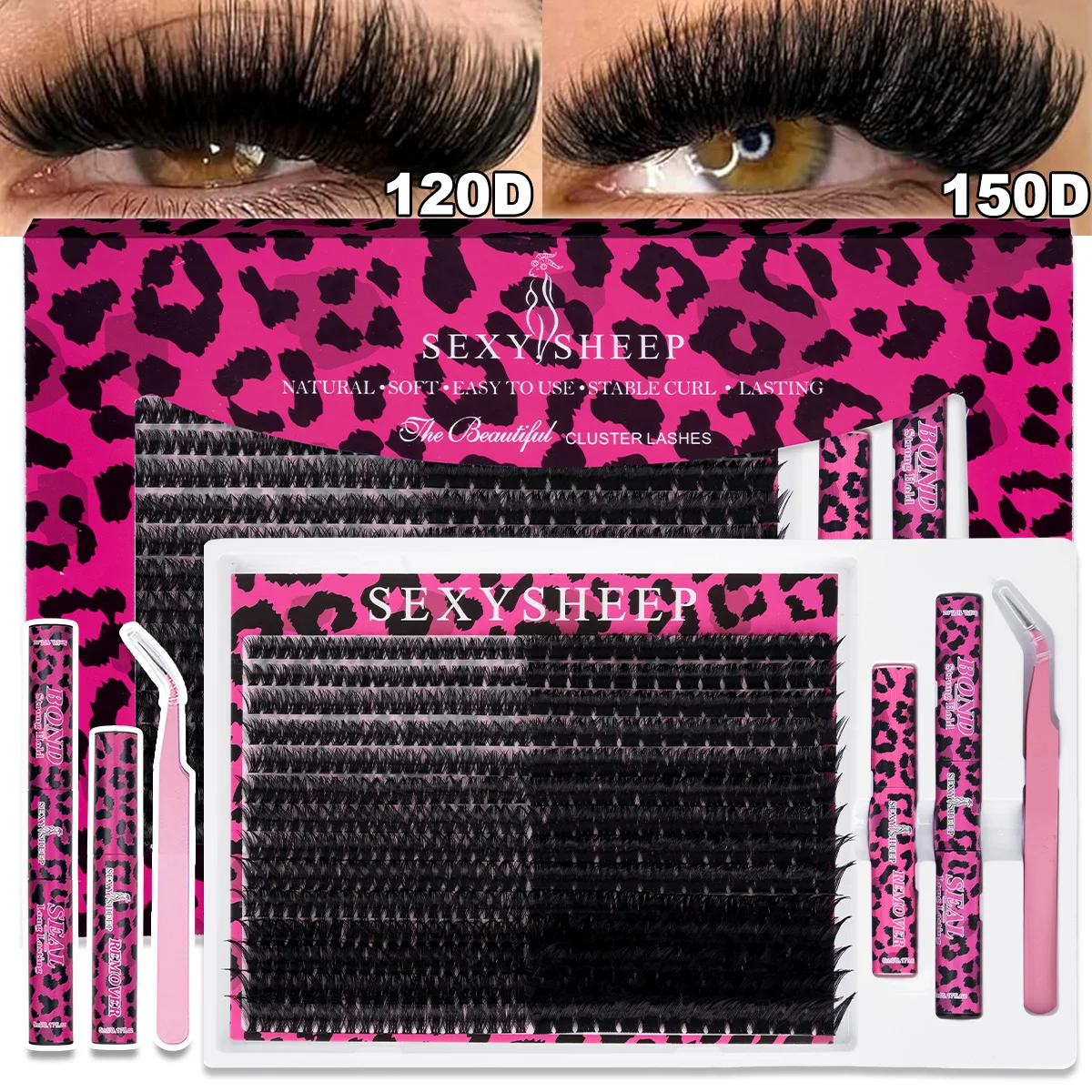 DIY Einzel-Wimpernverlängerungs-Set Dicke, Flauschige Wimpernbüschel D-Curl mit Kleber und Pinzette Halloween-Festival-Geschenk – Detail 11