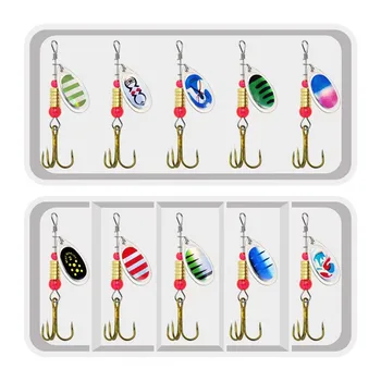 10 ชิ้น/เซ็ต Spinner Lure 10 สี Treble Hook ช้อนโลหะ Lure Hard Fishing Lure Fishing Tackle กล่อง