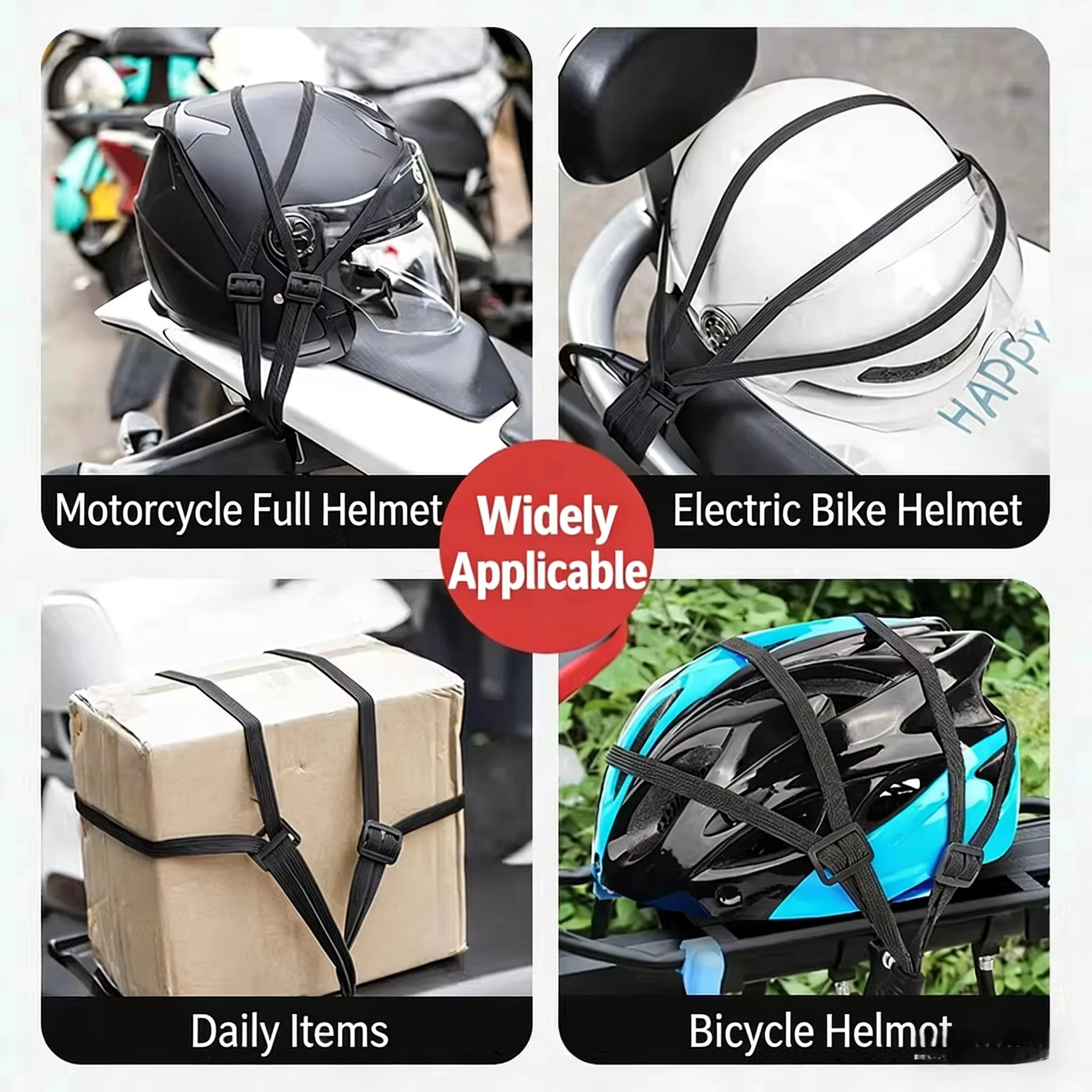 Universal Elastic Strap with Hooks 4-Claw Motorcycle Luggage Net Helmet Rope Adjustable Cargo Tie Down for Bike Bicycle ATV Moto view 6