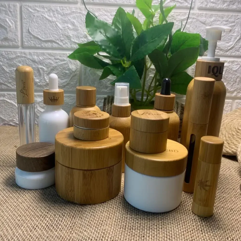 

wholesale new design cream jar bamboo friendly aluminum inner bamboo jar,natural face cream jar,empty cosmetic pack container