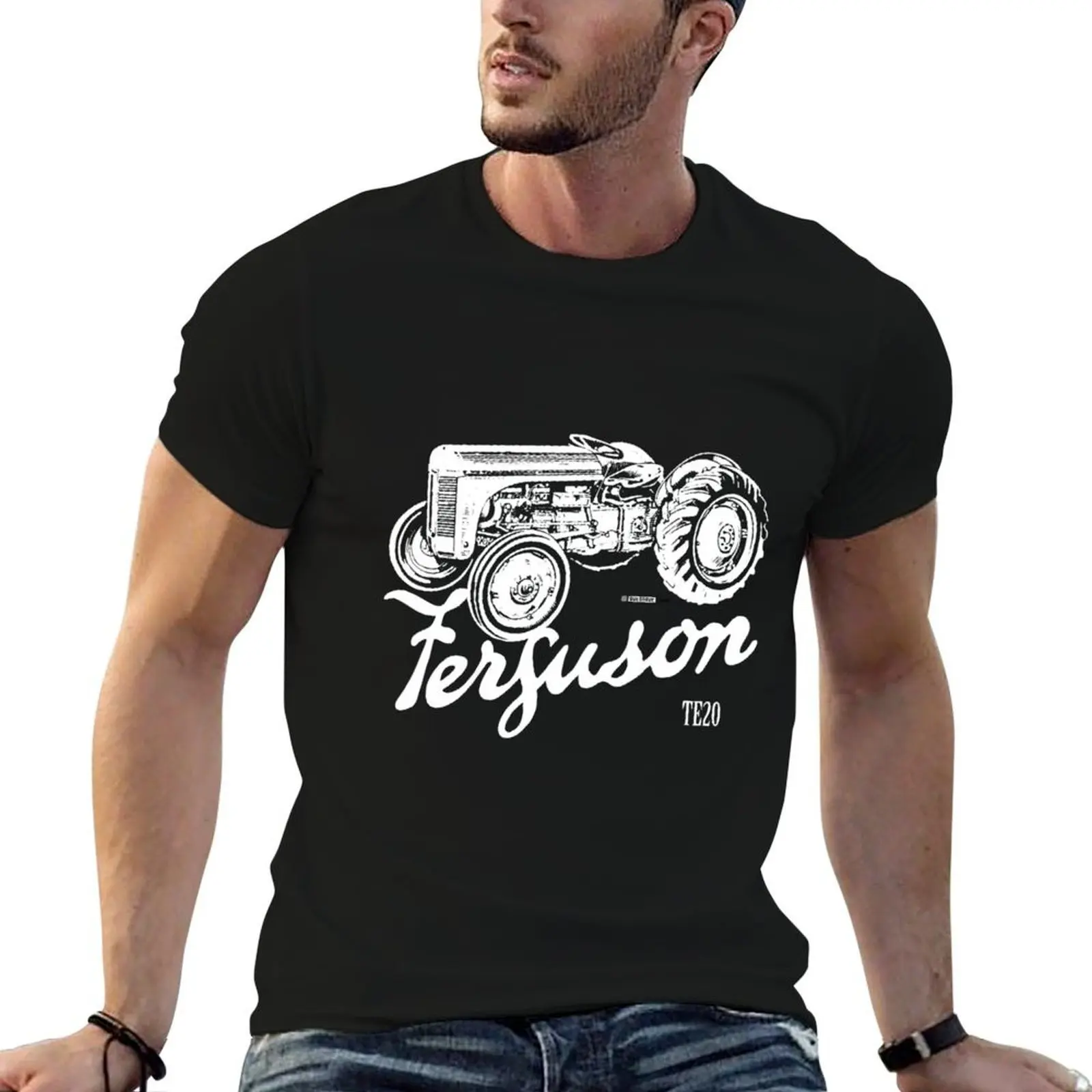 Ferguson TE20 script and illustration T-Shirt quick-drying summer tops t shirt men 100℅ cotton