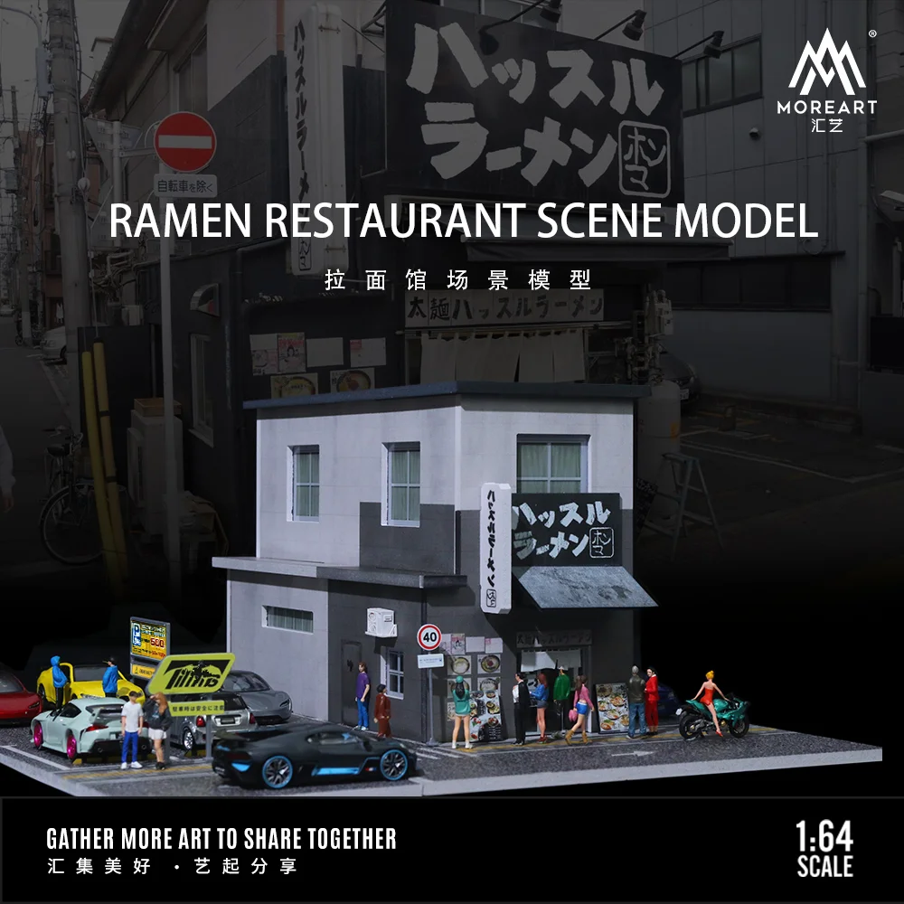 More Art 1:64 Ramen Restaurant Scene Model Led Light For Display Theme Parking Lot Building Scene Model