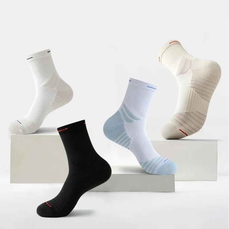 3 Pairs New Style Sports Socks for Men Professional Basketball Sock Anti-bacterial Medium-high Tube Sock Outdoor Running Cycling