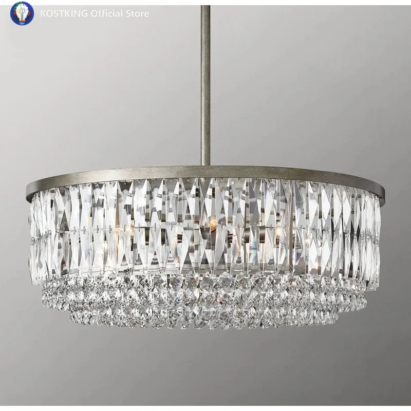Round Chandelier Lighting For Bedroom Portia Bright Crystal Chandelier Living Room Modern Crystal Drops Hanging Lighting Fixture