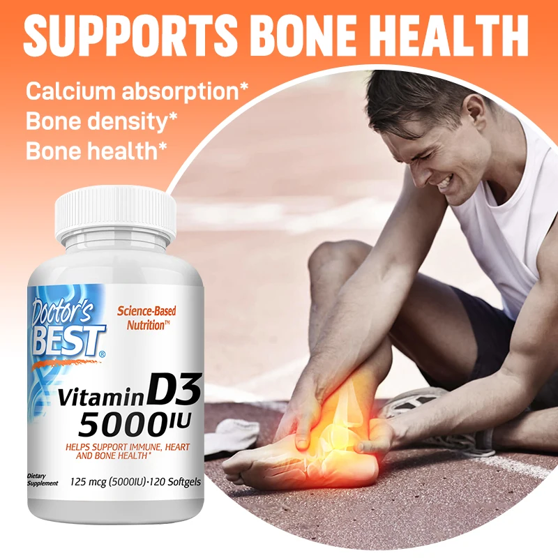 Vitamin D3 5000iu - Maintains Healthy Bone Density and Structure, Regulates Immune Function