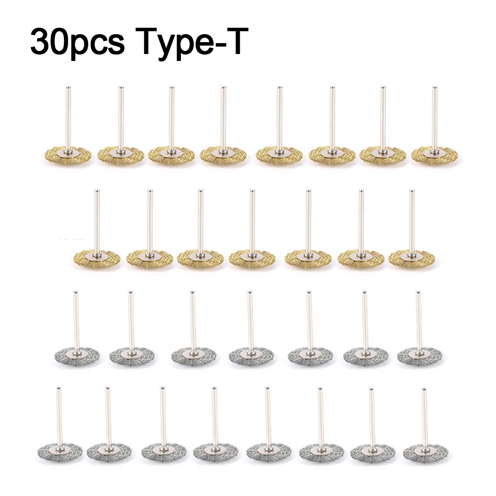 30pcs Mini Brush Type-T/U Brush Copper Wire Brush Stainless Steel Wire Wheel Set For Polishing Rust Removal Brush Set