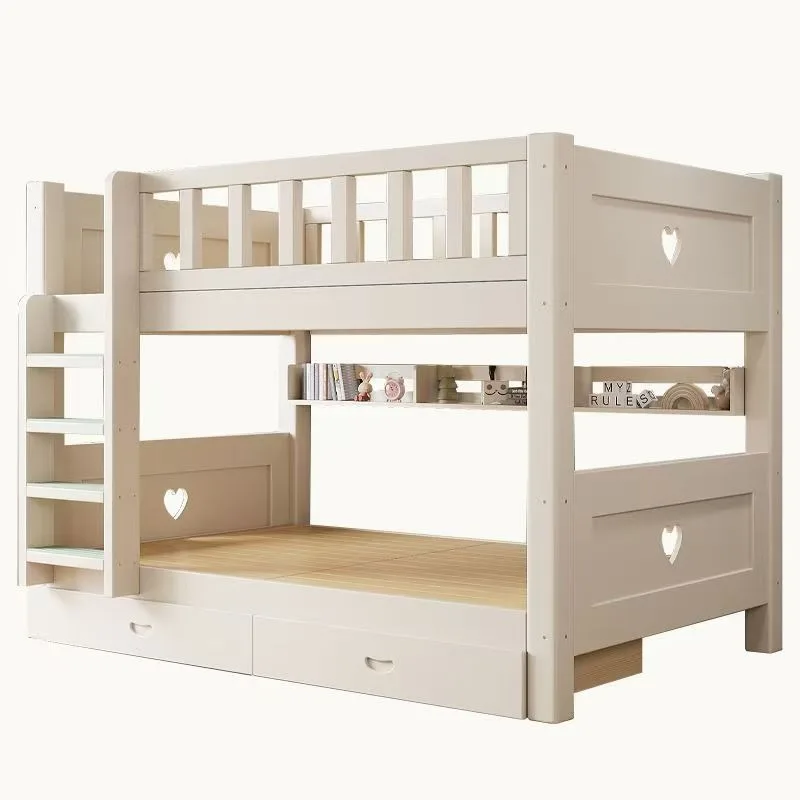 

Modern Double Size Solid Pine Wood Bunk Bed with Storage for Kids and Mother for Home or Hotel Bedroom Furniture
