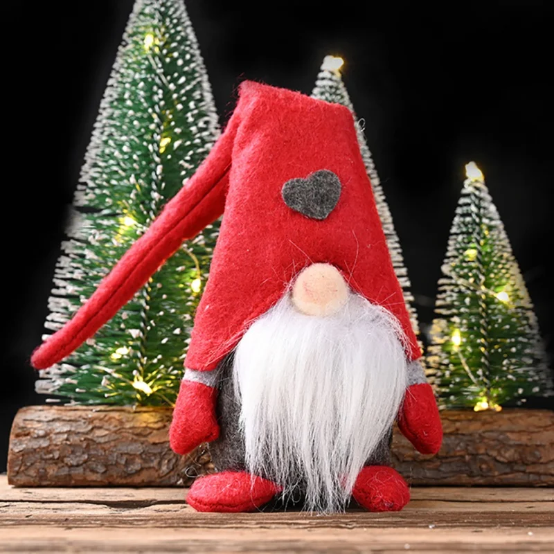 1PC Christmas Gnomes Plush Decorations Handmade Heart Design Tomte Nisse No-Face Dolls for Valentine's Day Thanksgiving Gifts