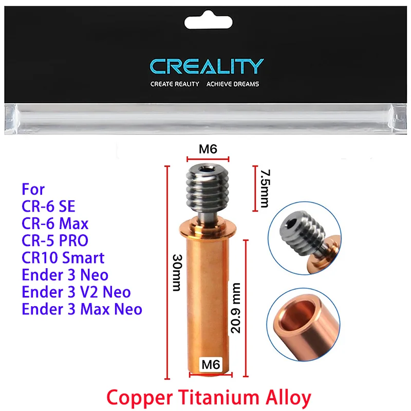 Creality Offizielles Ender3 Halsrohr aus Titanlegierung, Bimetall-Heatbreak, für Ender3 S1/3 V2/3 Pro/Ender 5/CR-6 SE/CR-5 PRO/CR10 – Detail 16