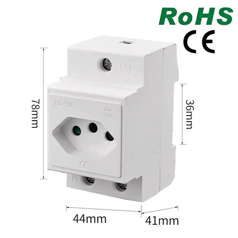 20A Brazilian Standard 35mm Guide Rail Socket Module High-Power Three-Cylinder Modular Function Keys for Electronics
