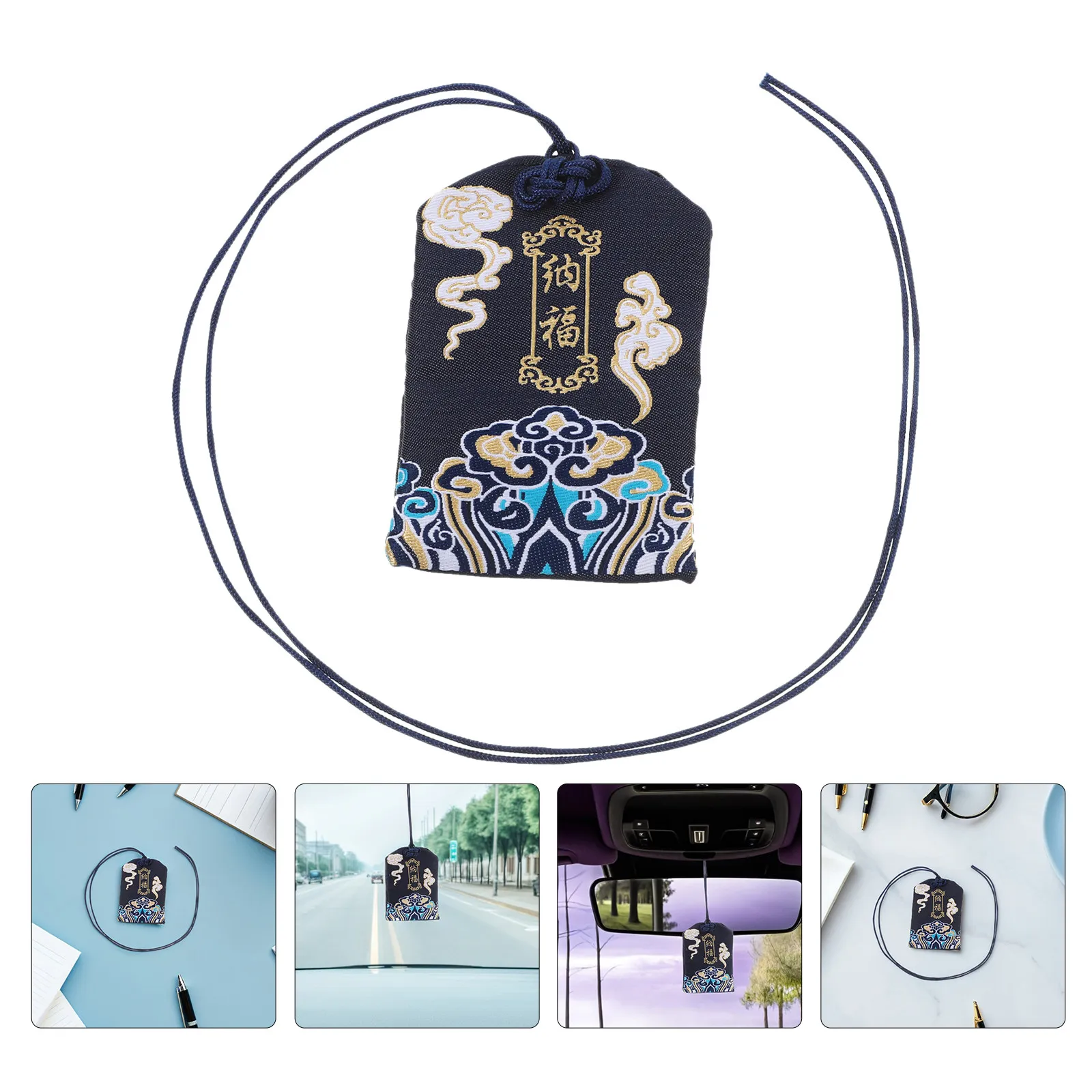 10pcs Japanese Omamori Amulets Cloud Embroidered Good Luck Charms Hanging Brocade Sachets for Career Success Protection Blessing
