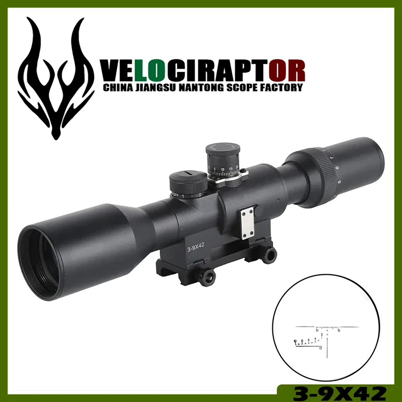 

3-9x42E SVD Dragunov Red Illuminated Scope Rifle Scope AK Rifle Scope For Outdoor Hunting with Rubber Lens Cover