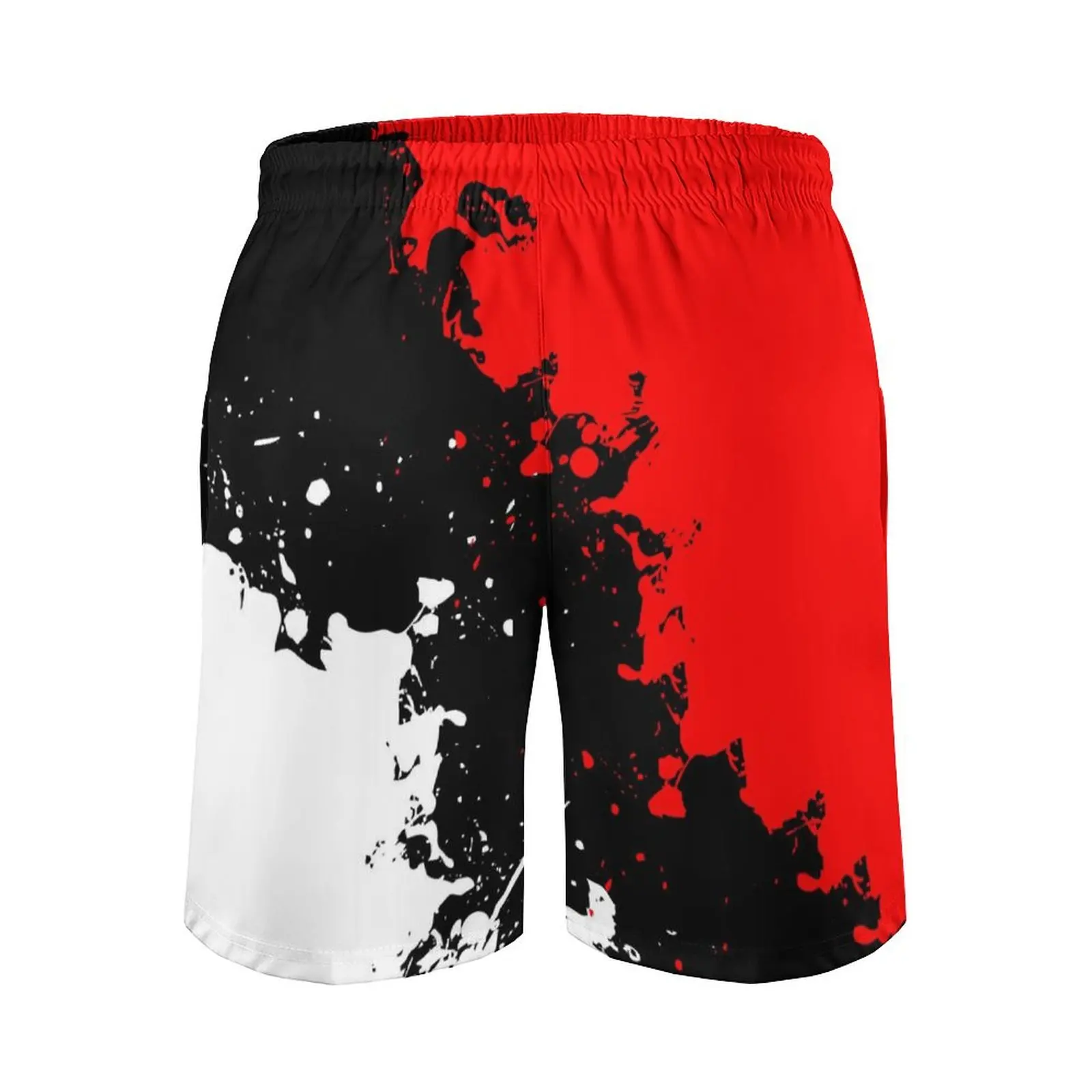 Men\'s Beach Shorts Summer Red black white 3D Print Swimwear Shorts Breathable Surf Board Shorts Quick Dry Casual Sportwear Swim