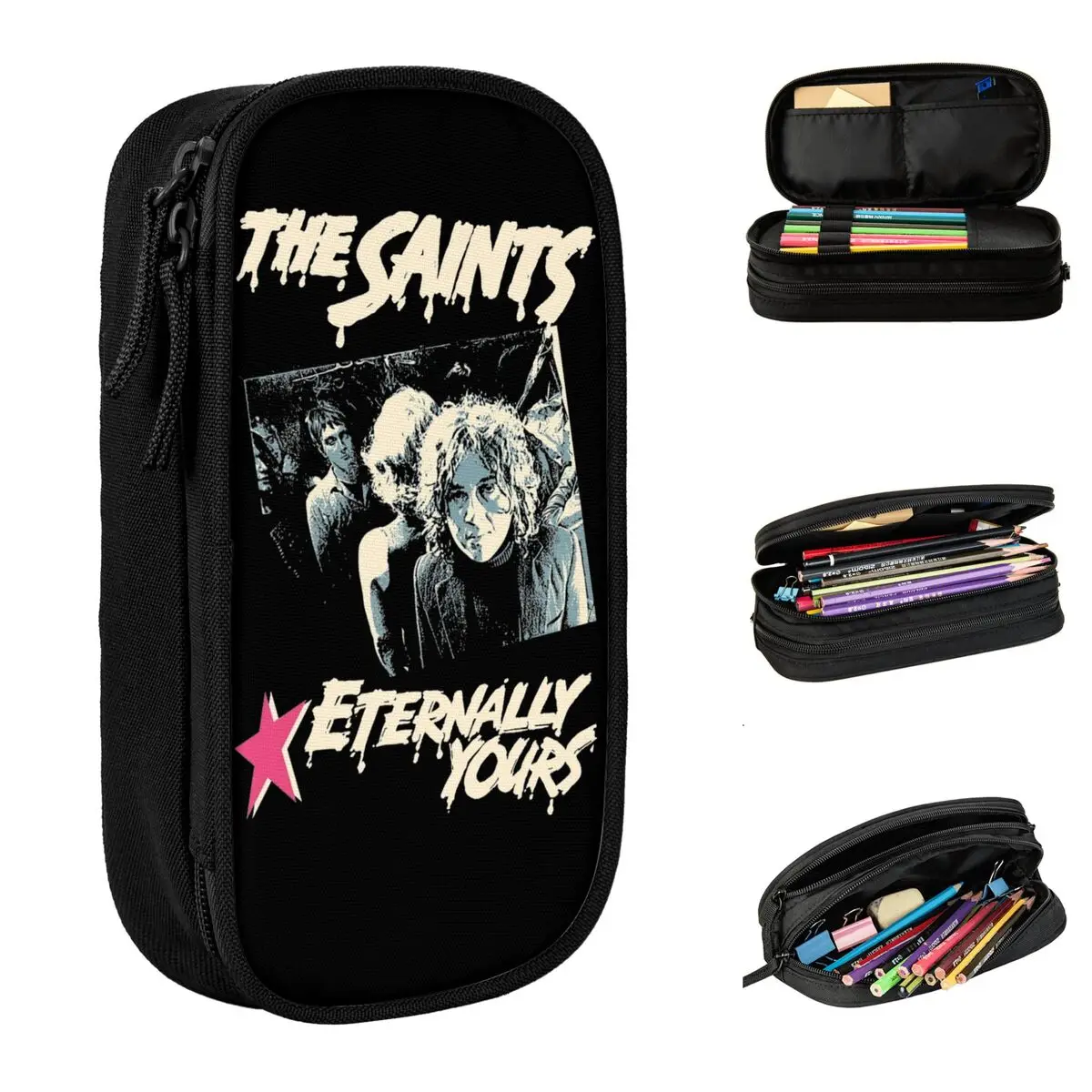 Os Santos Excelente Seu Rock Band Lápis Casos, Lápis, Pen Box para Estudante, Grande Capacidade Sacos, Estudantes Zipper Papelaria