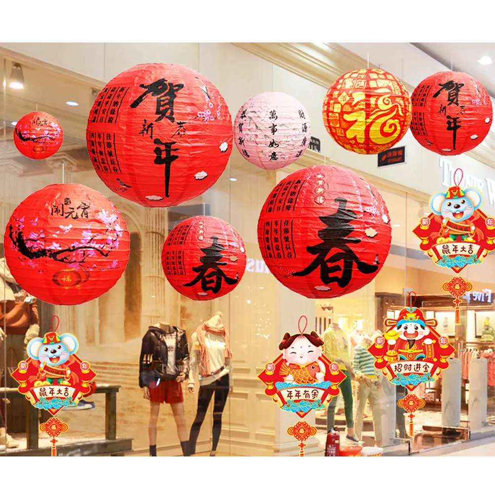 6Pcs Premium Tissue Paper Lanterns with Wire Frame Easy Foldable Hanging Decor for Chinese New Year Birthday Party Garden Indoor