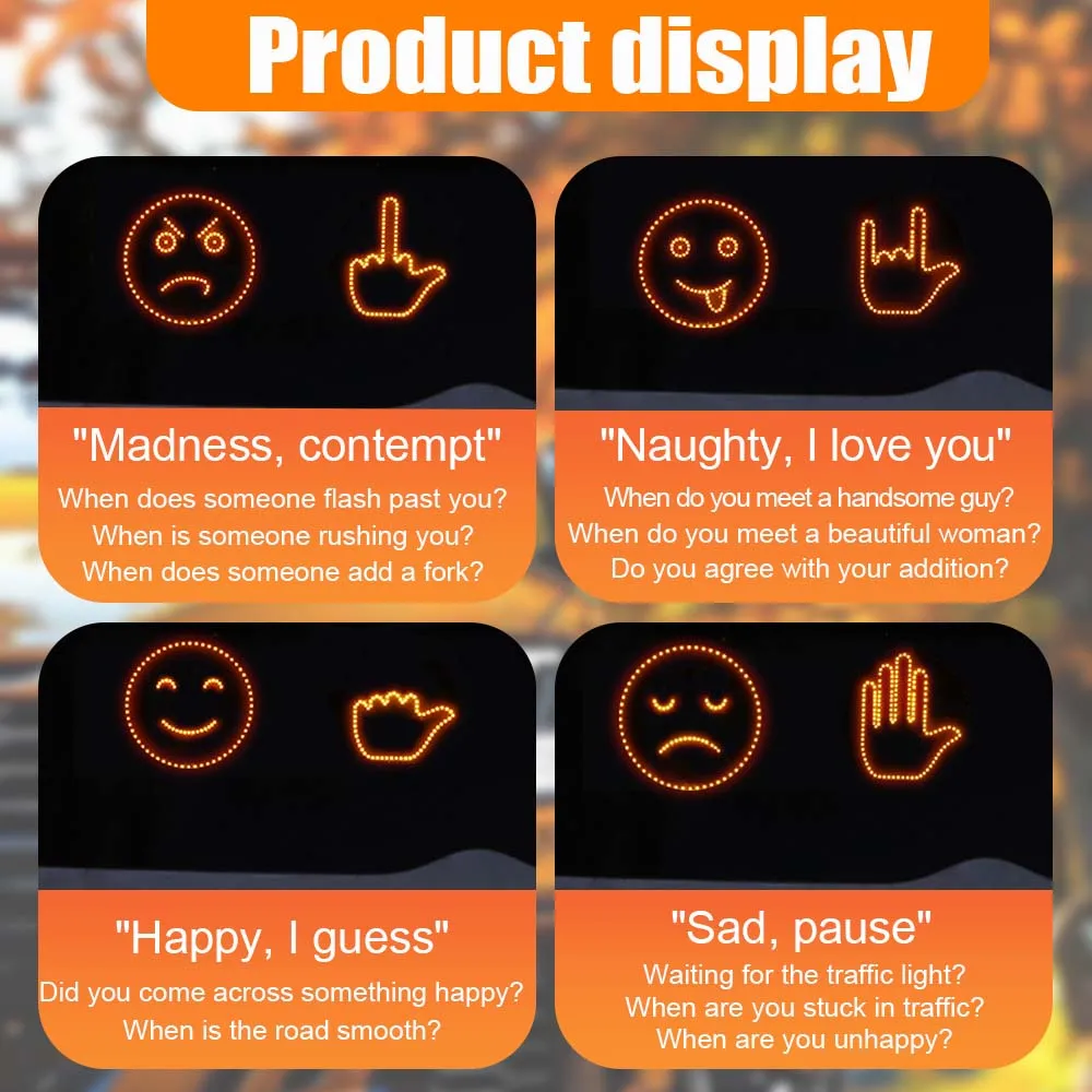 Creative Fun Three Models Gesture Lamp Car Interior Rear Windshield LED Hand Gesture Sign Middle Finger Sign Warning Brake Light