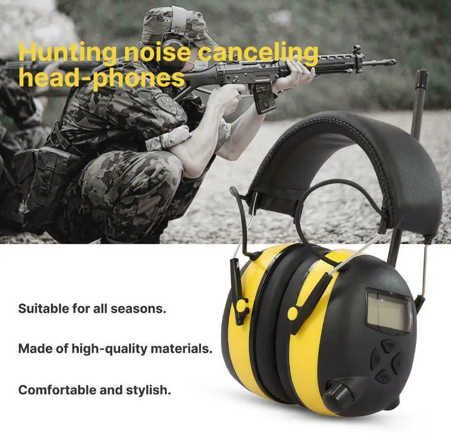 Noise Reduction Safety Ear Muffs, Shooting Hearing Protection Earmuffs Digital AM FM Radio Stereo Noise Cancelling Headphone