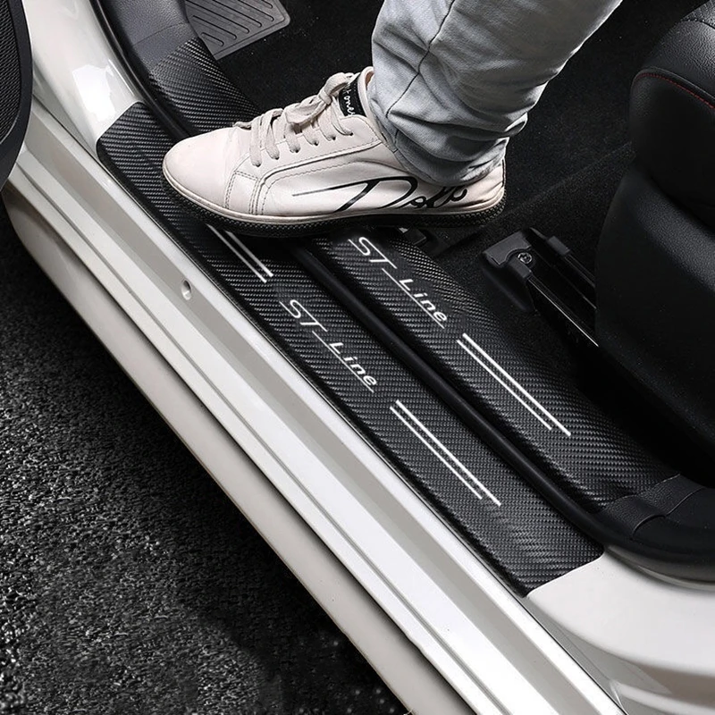 60X7CM Auto Door Sill Protection Tape Carbon Fiber Protector Strip Sticker For Ford Focus mk2 st Vignale / st-line f150