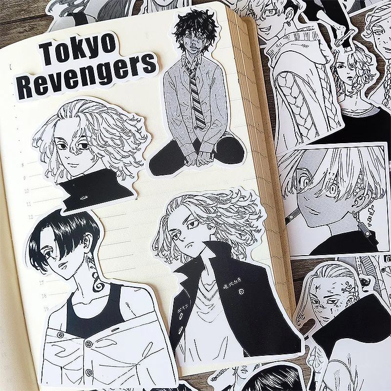 Pegatinas de cómic en blanco y negro para manualidades, 40 piezas, funda de teléfono para chica, álbum de fotos, Material de decoración, paquete de libros