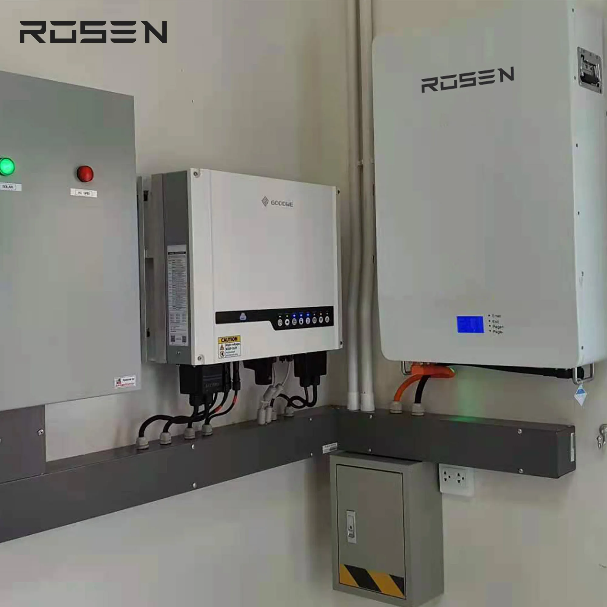 Rosenpv on Grid Hybrid 5KW 10KW 15KW 20kw Solar Panel Hybrid Off Grid Solar for Home Use Lithium Battery 48V 100ah 200ah