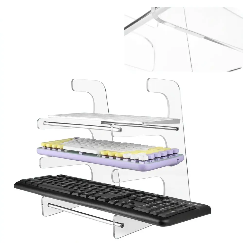Clear Acrylic Keyboard Stand Desktop Organizer Storage Shelf Transparent Rack For Office Gaming Accessories