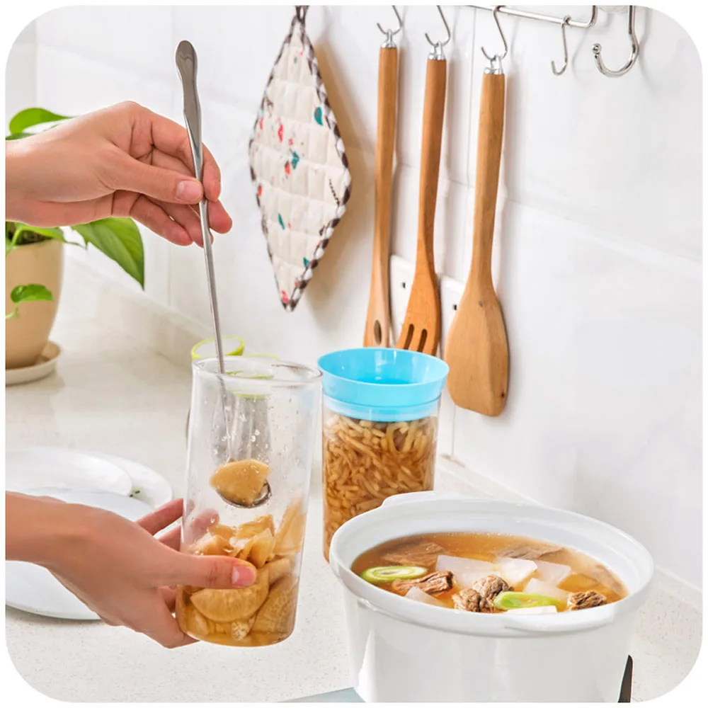 Silver Flatware Long Handle Ice Cream Dessert Scoop Tableware Honey Stir Spoon Dinnerware