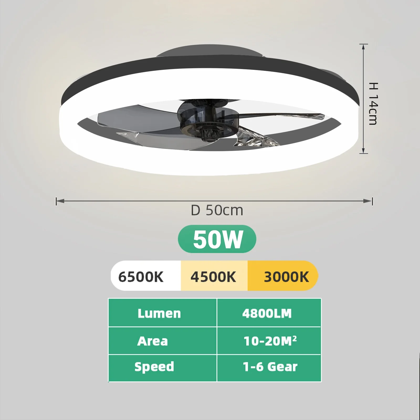 Jelena Plafondventilatorlamp met moderne ringdesign, stille LED, dimbaar, met afstandsbediening, omkeerbare motor voor slaapkamer, studeerkamer, eetkamer decoratie