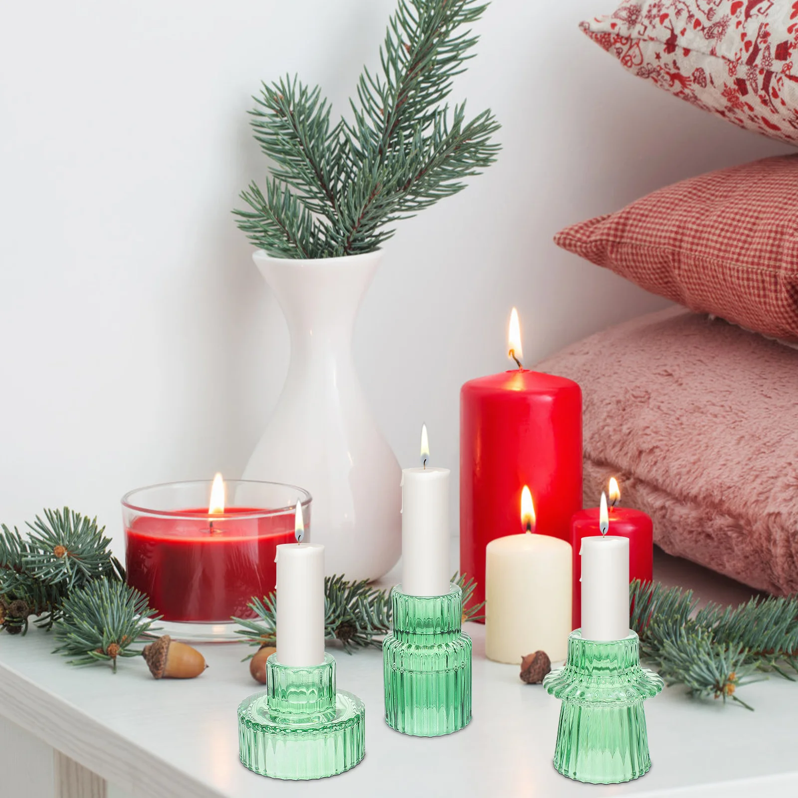 

6 Pcs Vintage Decor Candlestick Holder Candlesticks Holders Candleholders Green