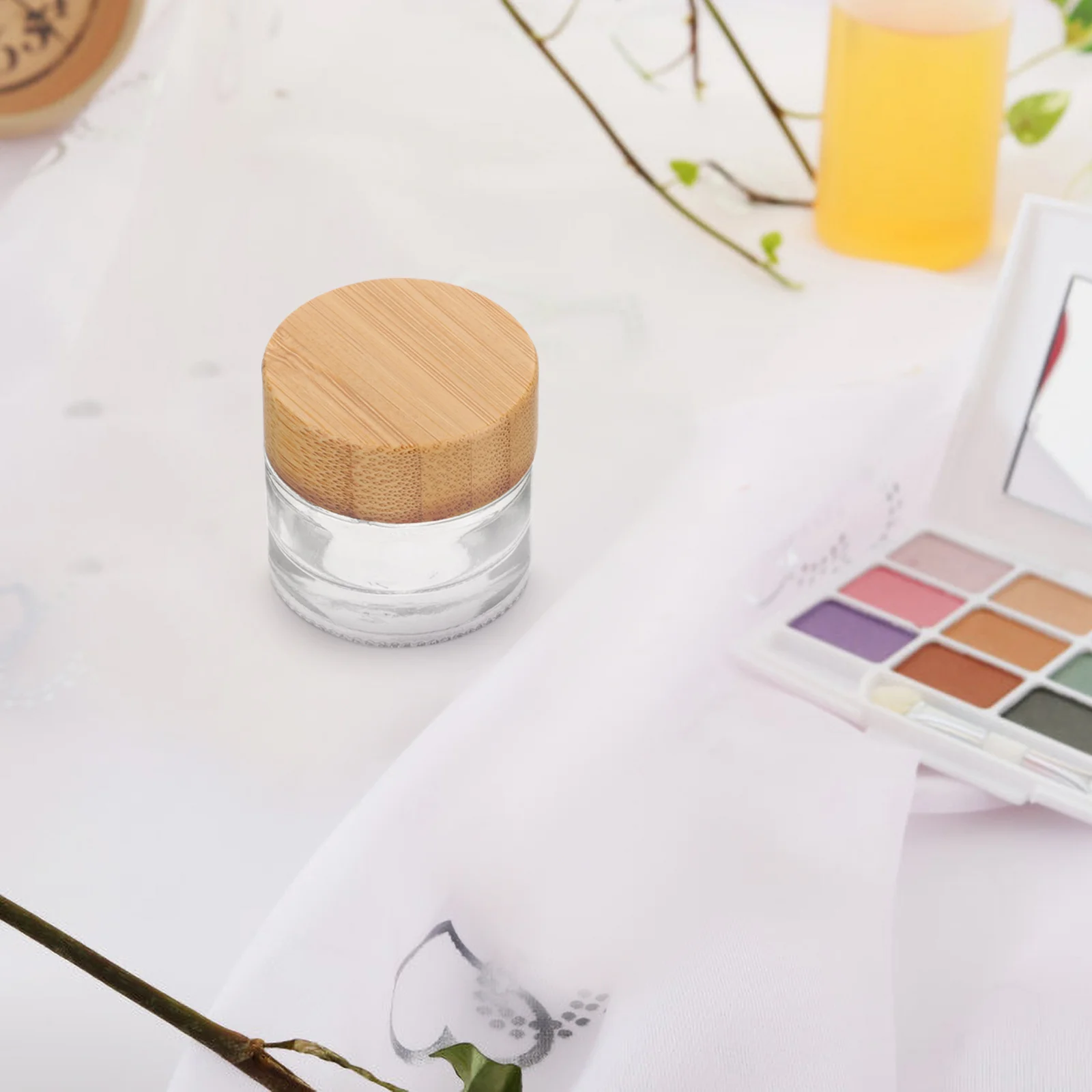 Hervulbare transparante glazen pot met houten deksel 10g kleine container reiscrème monsterpot lotioncontainer