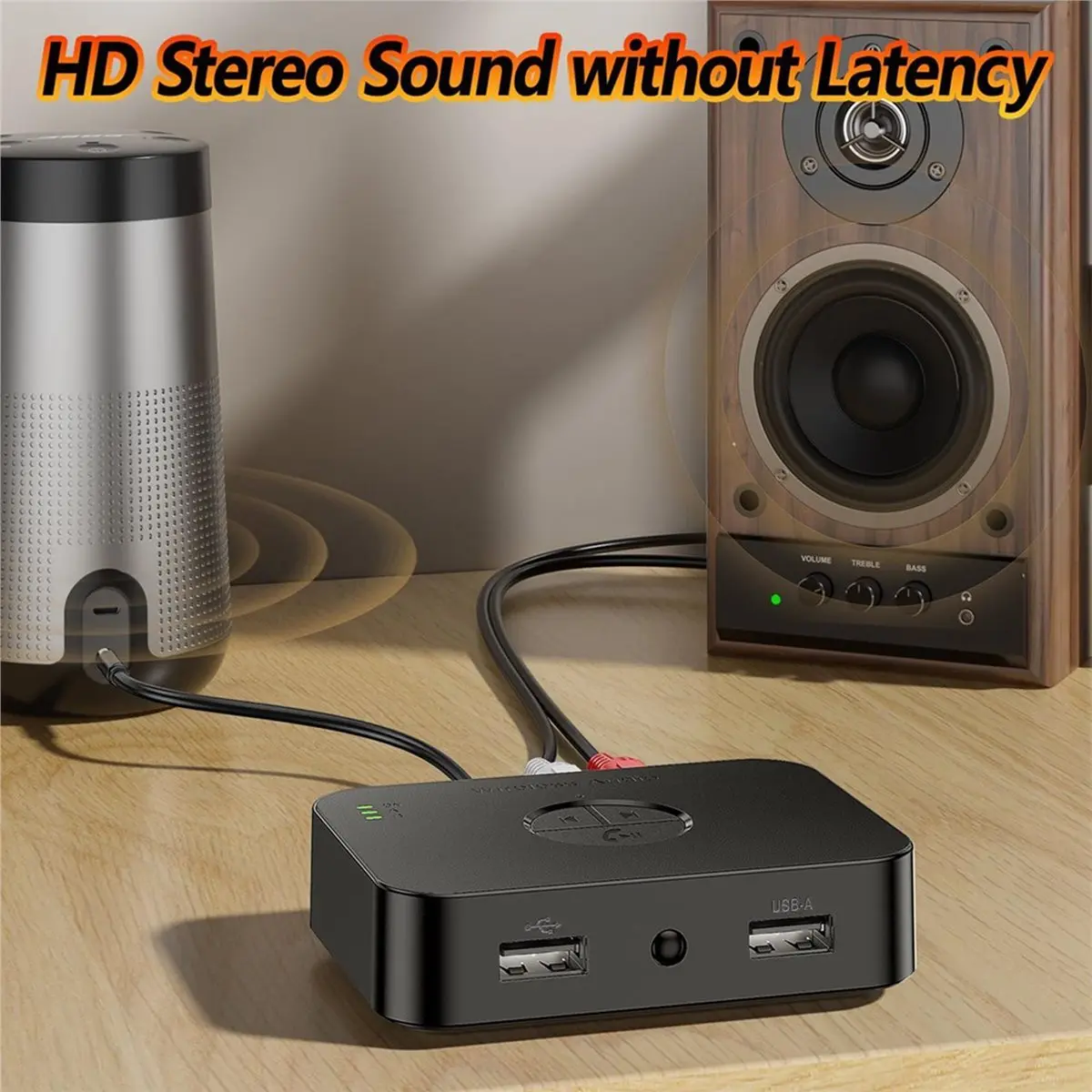 

Bluetooth-приемник A23G 5.4 для домашней стереосистемы, аудиоадаптер для потоковой передачи Hi-Fi музыки, проводных колонок, USB-накопителей, с разъемом AUX 3,5 мм