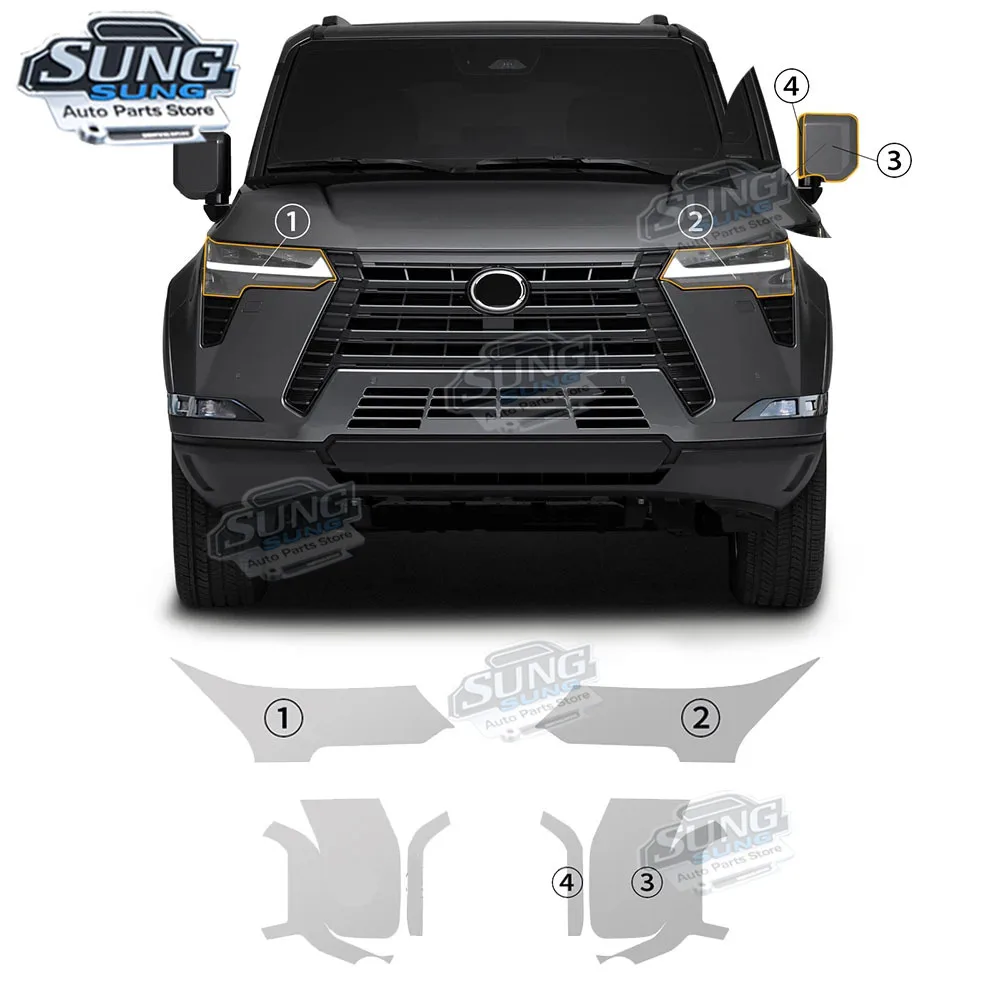 

For Lexus GX 550 Luxury Premium Over 2024 2025 Car Headlight B Pillars Rearview Protection Film Sticker Kit Sticker Anti-scratch