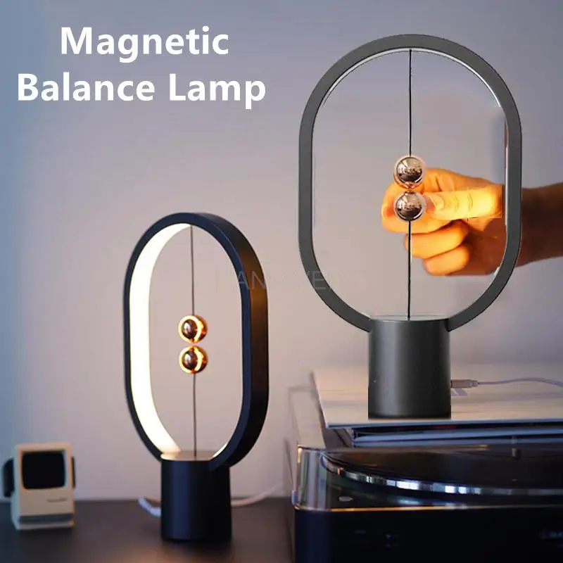 Novedad Mini lámpara de equilibrio magnético levitación bola flotante USB mesita de noche regalo de cumpleaños para niños luz LED nocturna elegante