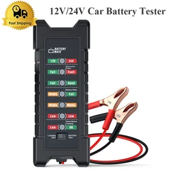 BM410 Car Battery Tester 12V/24V with 7 LED Lights Display Car Battery Analyzer Alternator For Truck Car Motorcycle