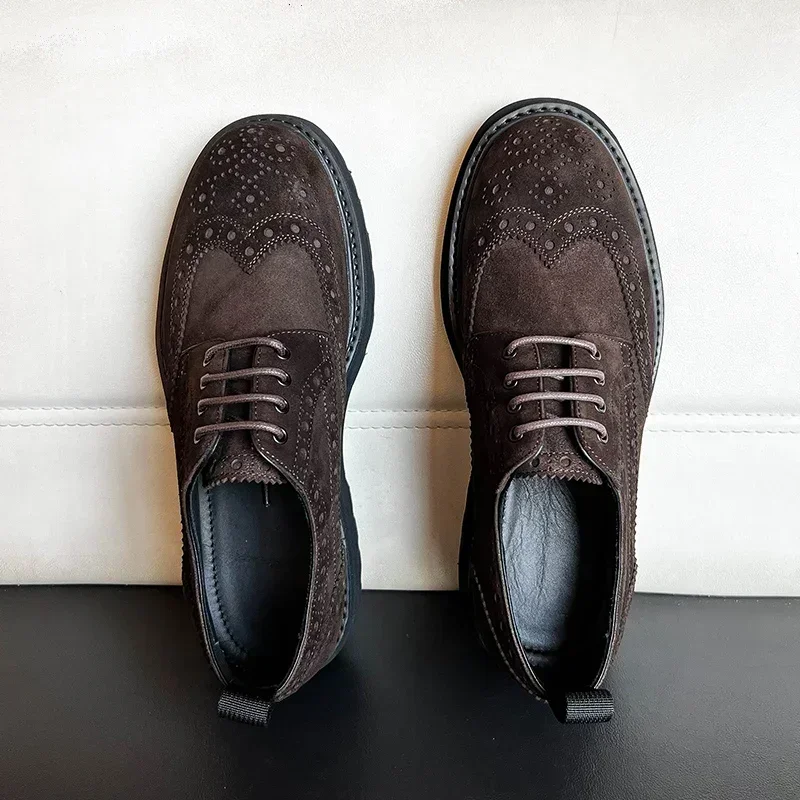 

2025 Men's Business Casual Shoes Cowhide Derby Wedding Men's Shoes