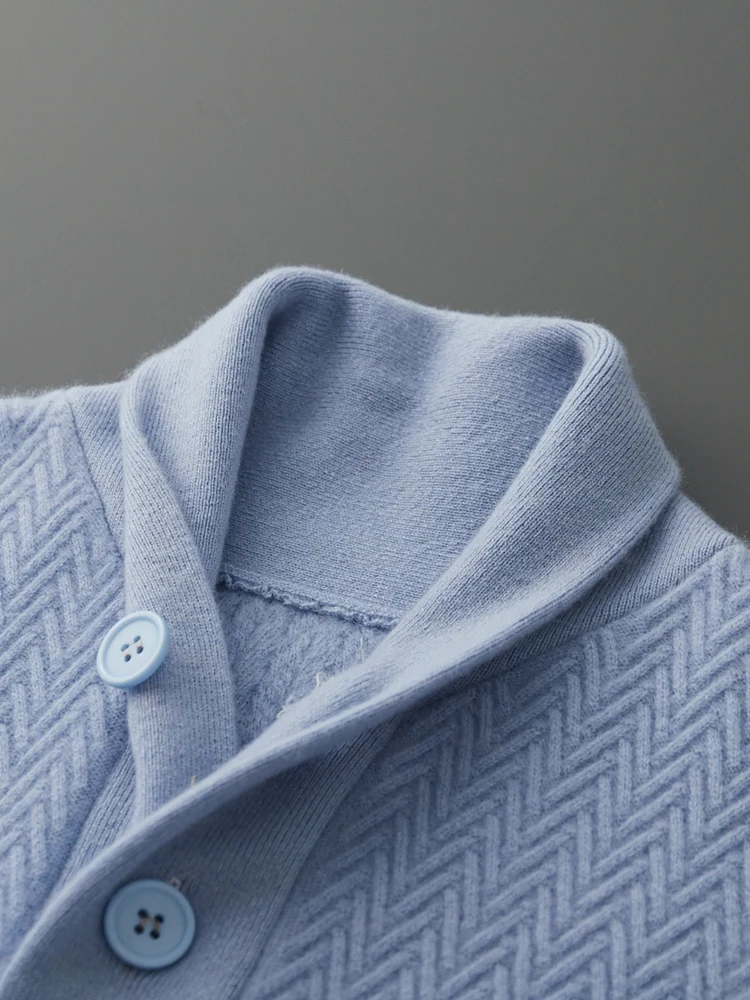 TLOML Men's 100% Cashmere Sweater Shawl Collar Cable Knit Pullover Autumn Winter Soft Smart Casual Cashmere Knitwear Comfy Tops