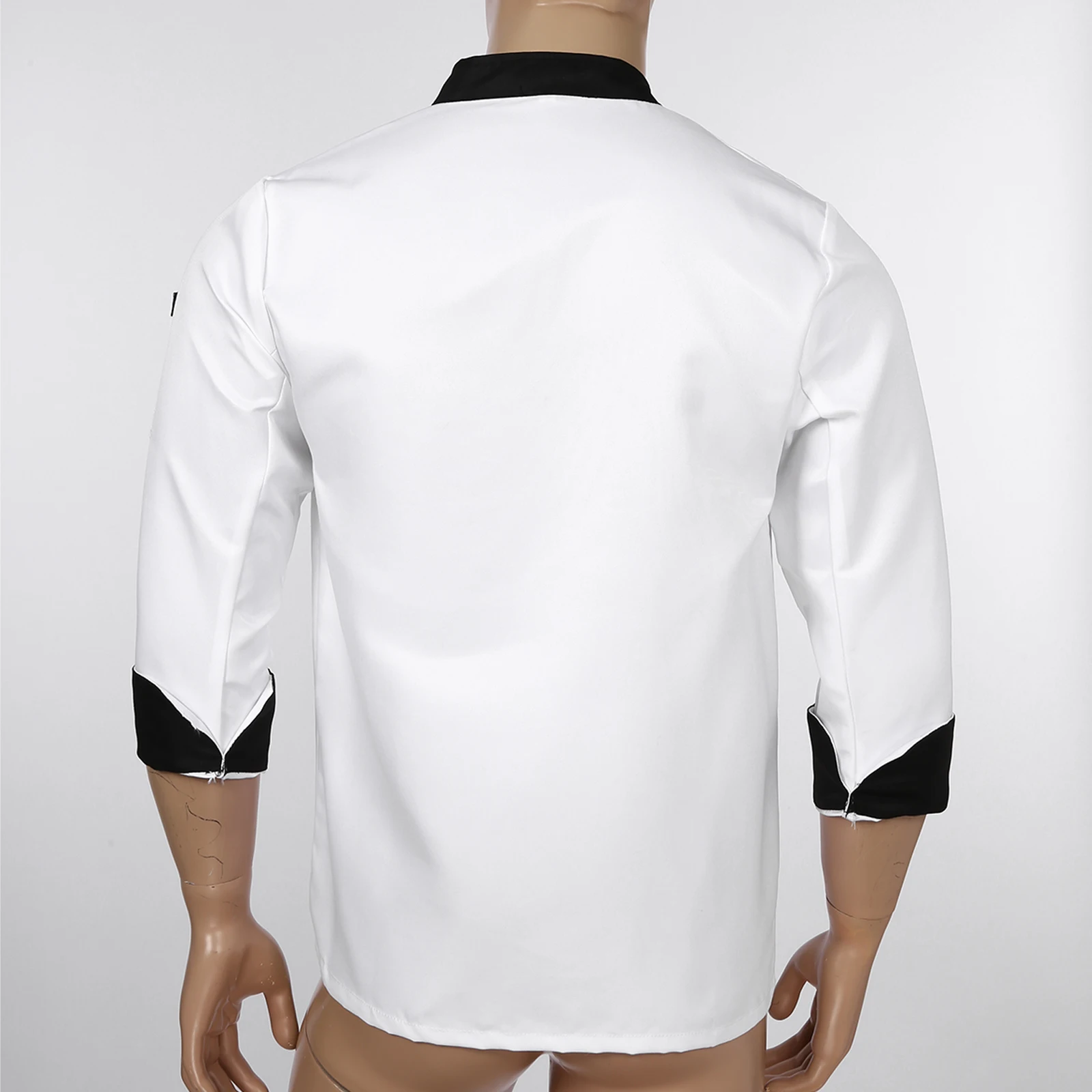 Chaqueta de manga larga para hombre y mujer, abrigo de Chef con cuello, botones, bolsillos para cocina, uniforme, cafetería, panadería, cantina, restaurante, Hotel, ropa