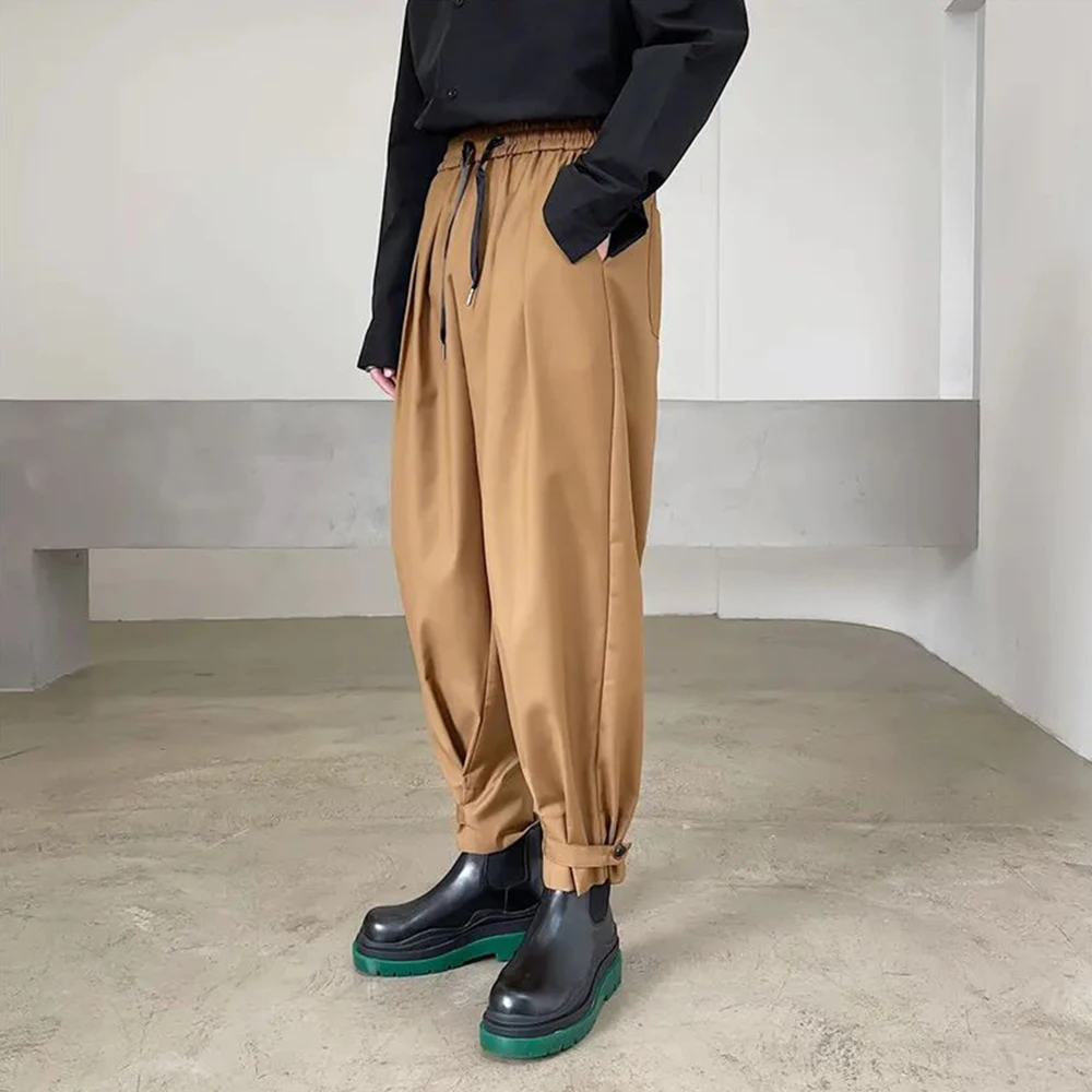 New Autumn And Winter Dark Solid Color Korean Mens Street Loose Casual Trousers Fashion Trend Youth Lantern Pants Trousers Men