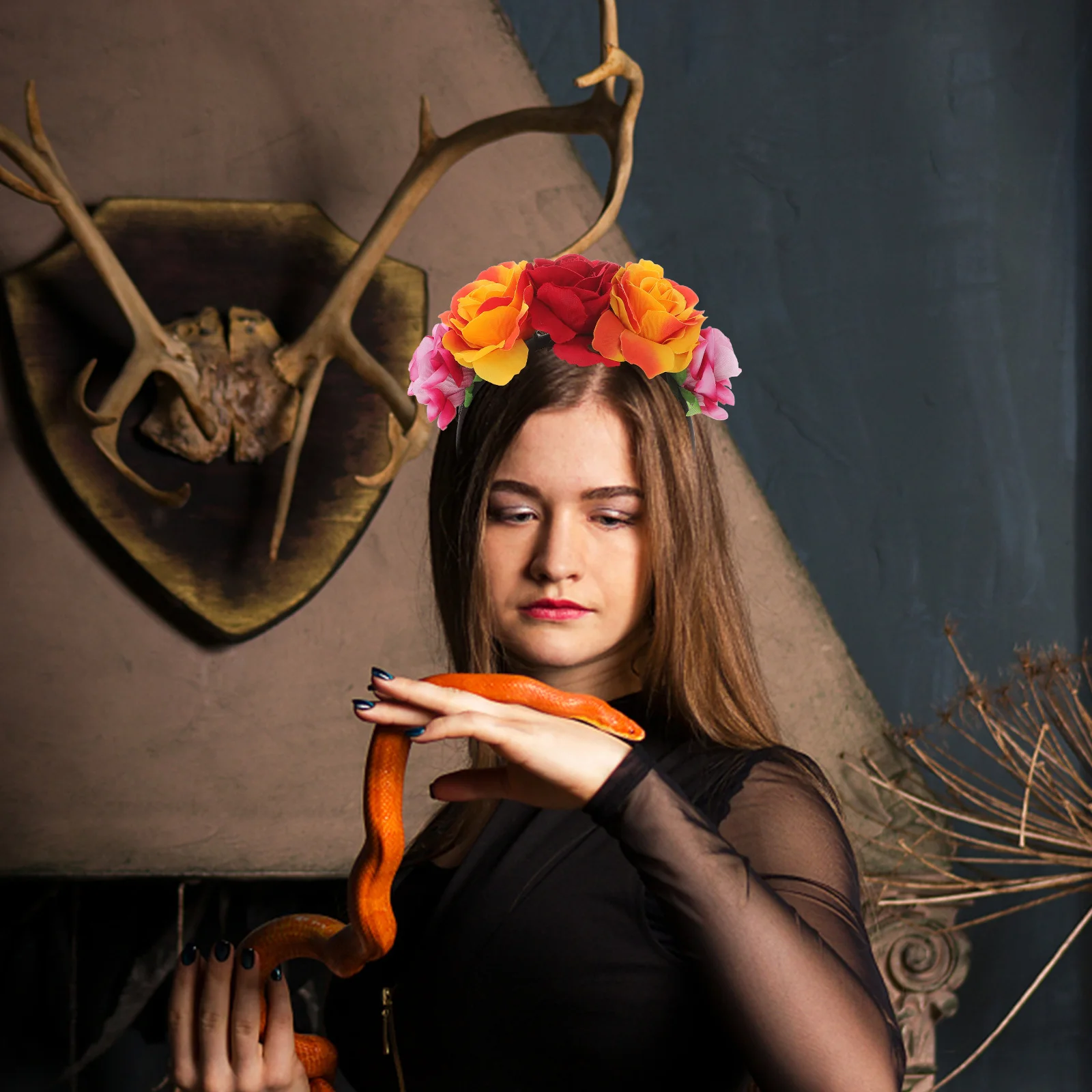 

Big Rose Flower Headband For Women Wedding Party Hair Decor Halloween Carnival Festival Wear Large Floral Headdress