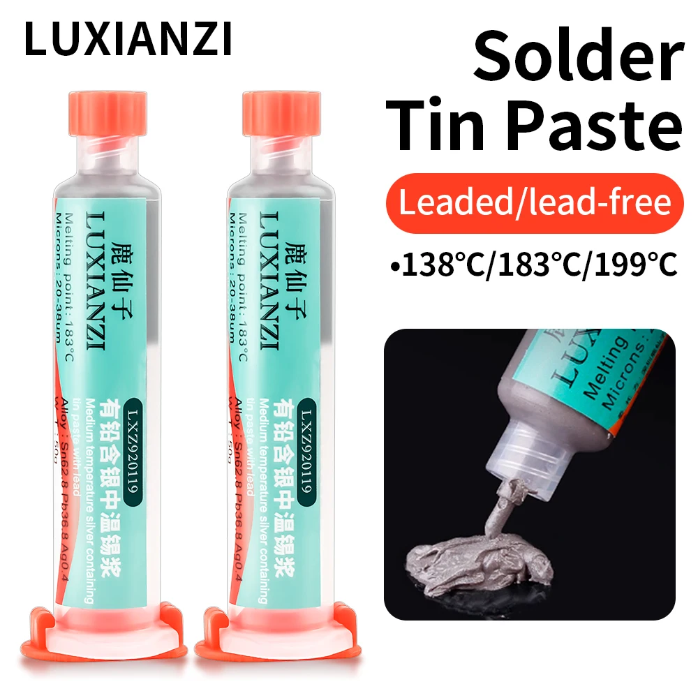 LUXIANZI Mid/Low Melt Solder Paste BGA Lead Free Soldering Iron Flux 138℃ 183℃ Tin Paste for SMD PCB Repair Flux De Soudure