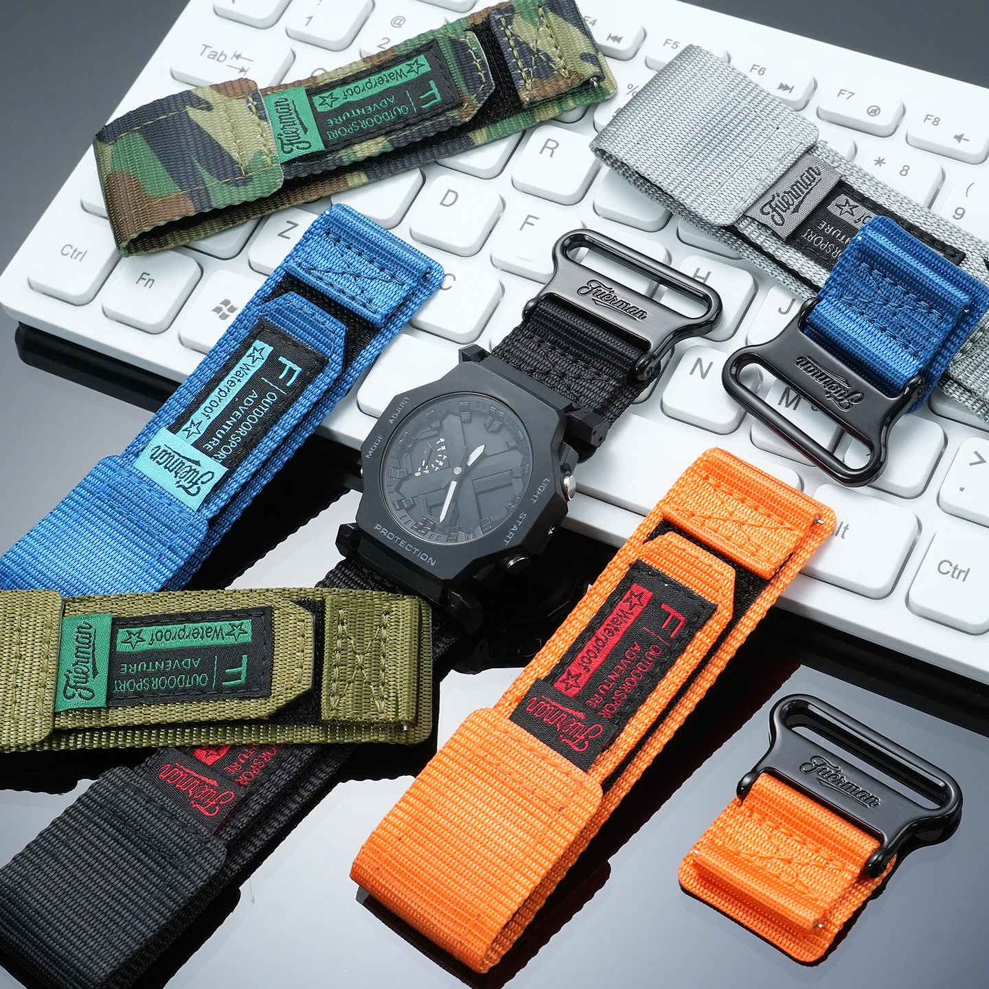 Quick-Release Design 24mm Nylon Canvas Replacement Strap for Casio 5725, GA2000, GA2300 Sports Watch Customization