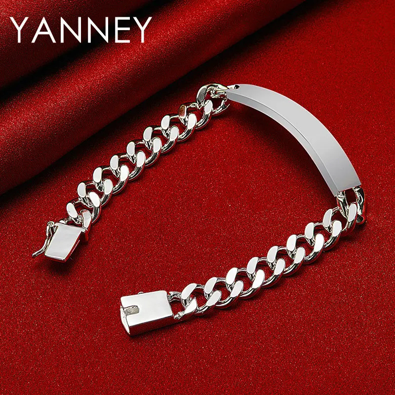 

Fashion Women 925 Sterling Silver 8 Inches Classic Simple Men Bracelet Luxury Engagement Wedding Gifts Party Jewelry
