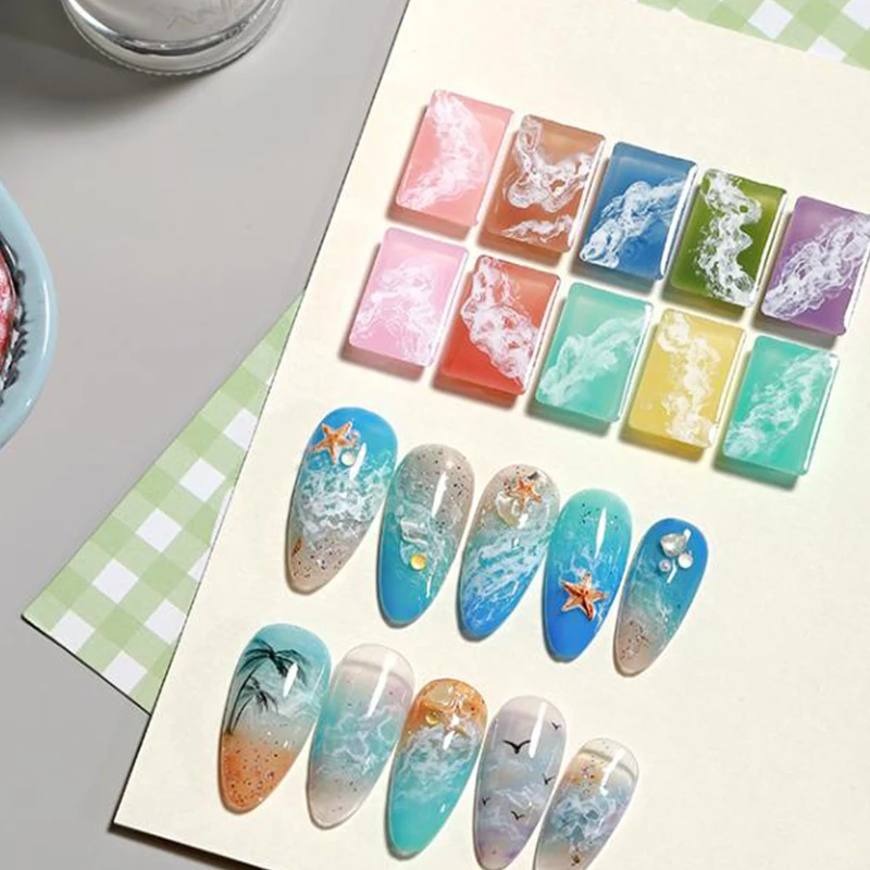 مسمار موجة هلام مسمار التلطخ السريع خاص هالة صبغ مسمار الفن فقاعة هول هلام الأبيض لموجة الرخام مسمار الفن لصالون الأظافر #6