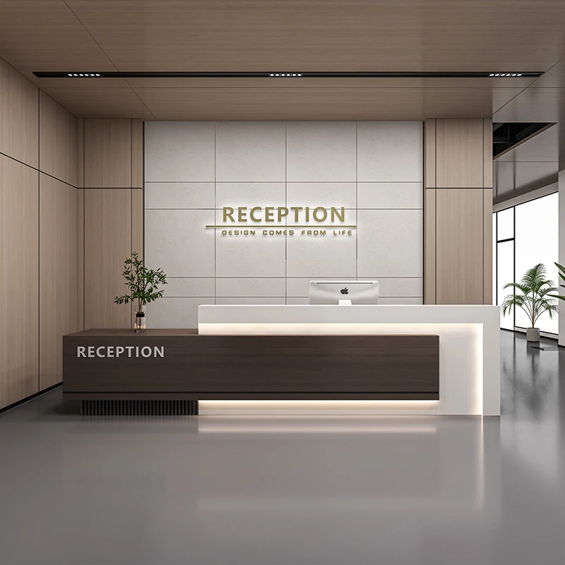 

Beauty Shop Reception Desks Modern Shelves Restaurant Aesthetic Reception Desks Company Organizers Scrivania Lounge Furniture