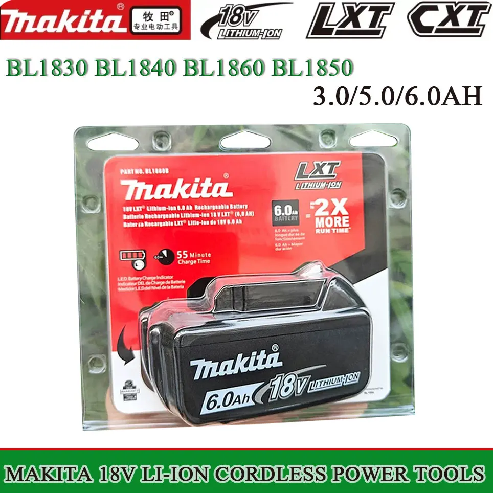 

100% Original Makita 6Ah/5Ah/3Ah for Makita 18V Battery BL1830B BL1850B BL1850 BL1840 BL1860 BL1815 Replacement Lithium Battery