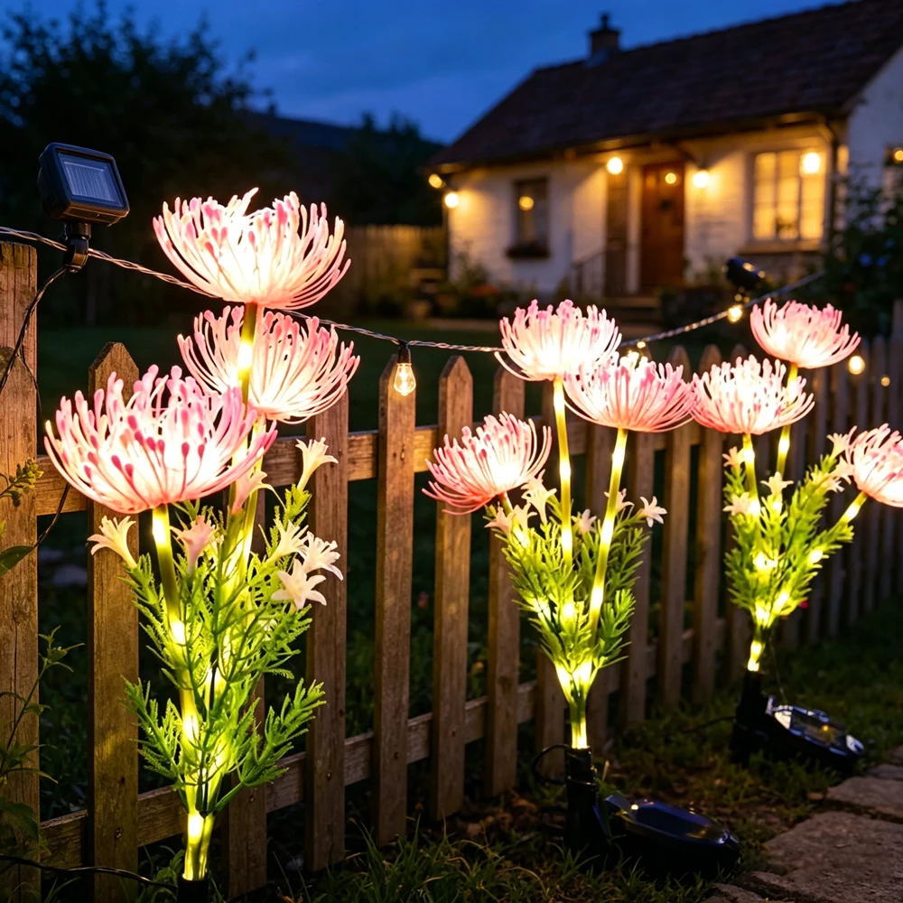 3 Heads Solar Simulation Flower LED Lights Ground Lamps Outdoor Garden Pathway Yard Flower Wedding Christmas Decor