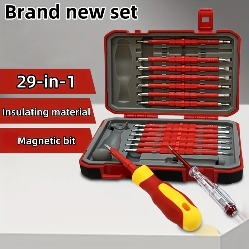 

29-in-1 Insulated Screwdriver Set with Voltage Tester | VDE Safe for Home Electrical Repair