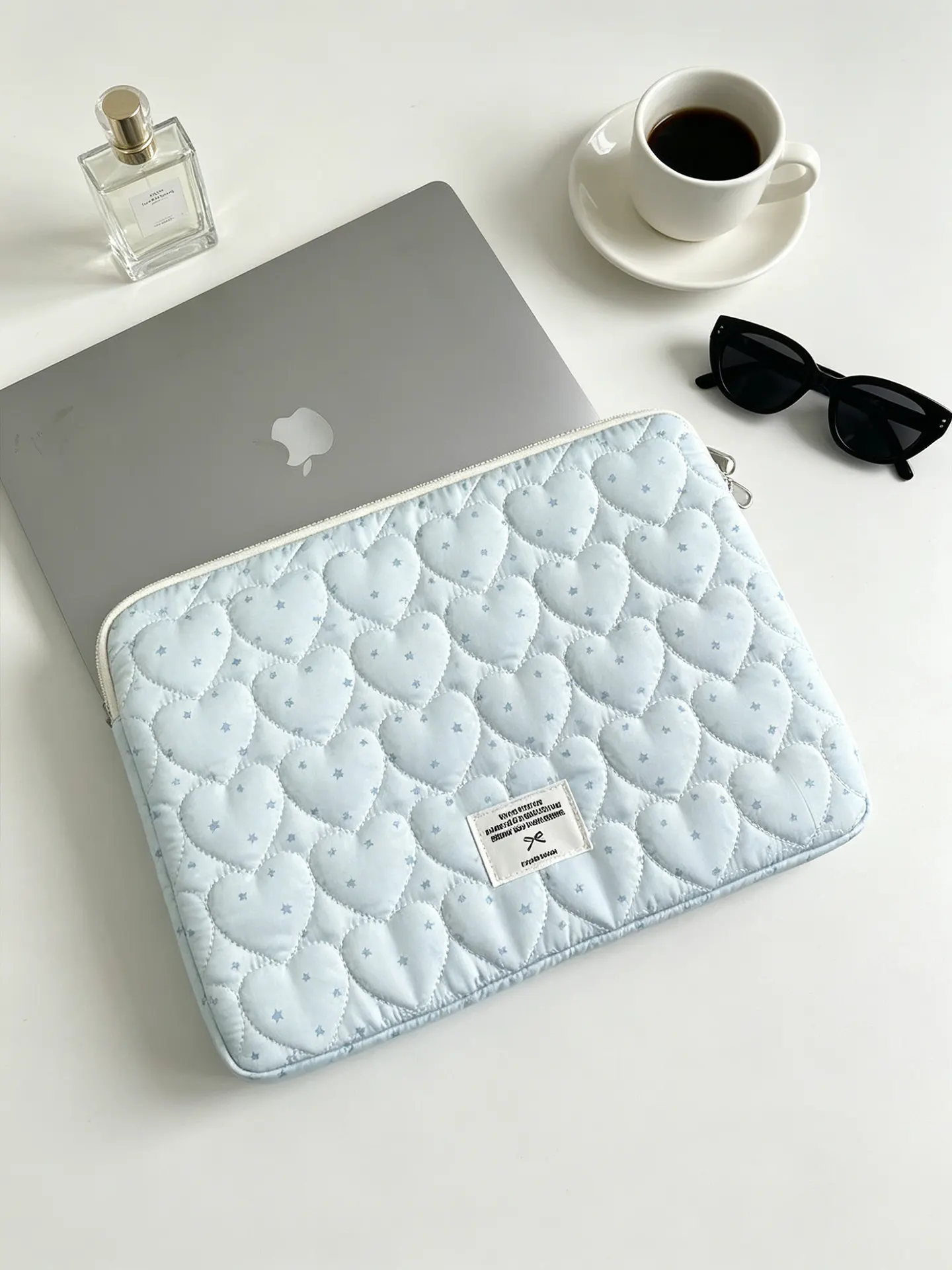 Cute Quilted Laptop Sleeve for MacBook Air Pro HP Dell Lenovo Asus11 13 14 15 15.6 16 Inch Shockproof Notebook Tablet Pouch Bag